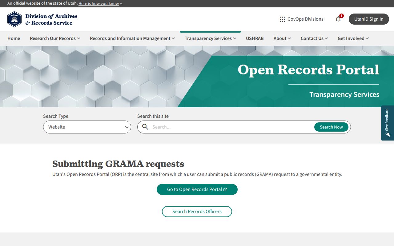 Utah residents directory research using the GRAMA Open Records Portal