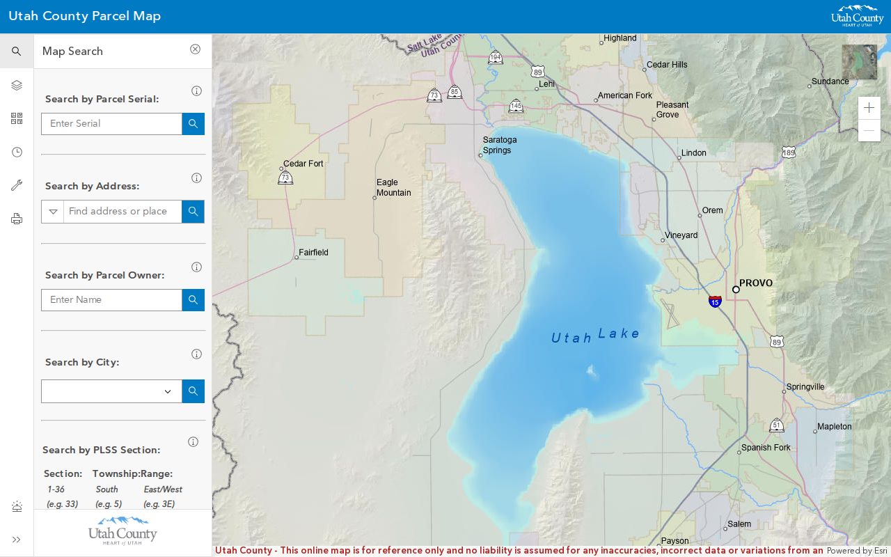 Utah previous residents research using the Utah County parcel map and historic parcel view
